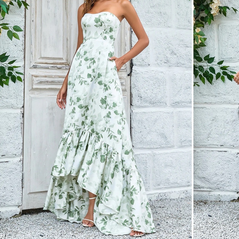 Green Floral Wedding Guest or Bridesmaids Dress - Spring/Summer